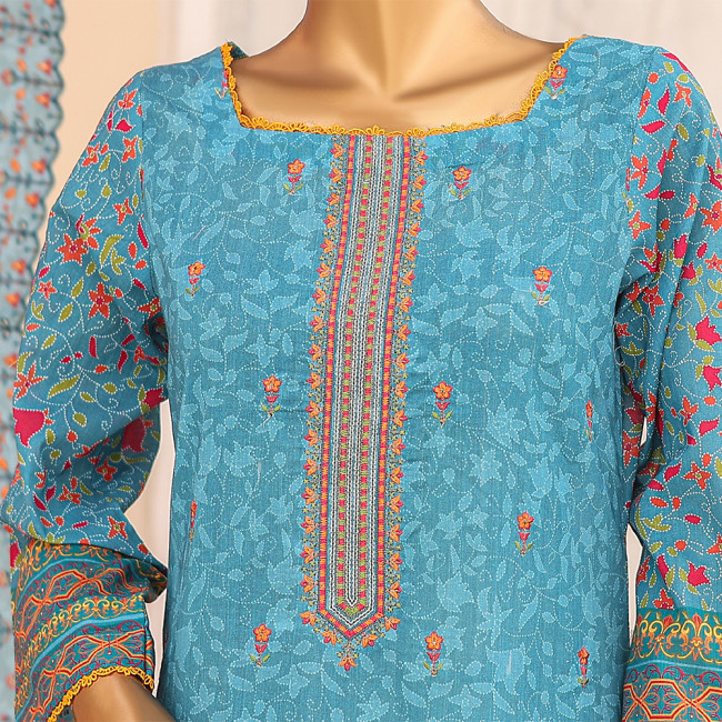JAHAN ARA COTTON EMB LASER KARI SHIRT